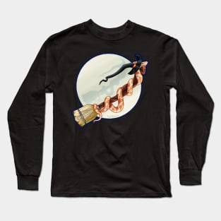Serpent Witch on a Broomstick Long Sleeve T-Shirt